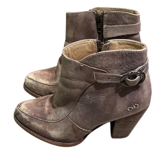 Bed Stu Isla Taupe Handmade Distressed Leather Heeled Ankle Boots Womens Size 9 - Picture 1 of 14